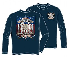 American Firefighter Long Sleeve T Shirt (Blue)