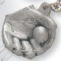 Baseball & Glove Pewter Key Chain