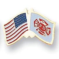 Firefighter USA Flags Lapel Pin