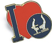 I Love Gymnastics Lapel Pin