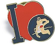 I Love Wrestling Lapel Pin