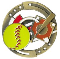 Softball Enamel Fill Color Medal